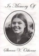 A black and white photo of Sheena in a circle
